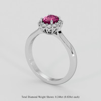 0.85 Ct. Reddish Pink Sapphire Ring, 18K White Gold 2