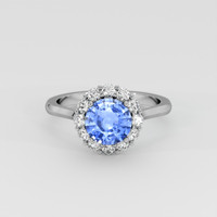 1.23 Ct. Blue Sapphire Ring, 18K White Gold 1