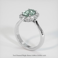 2.01 Ct. Bluish Green Sapphire Ring, 18K White Gold 2