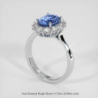 2.57 Ct. Blue Sapphire Ring, 18K White Gold 2