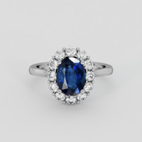 3.05 Ct. Blue Sapphire Ring, 18K White Gold 1