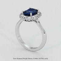 3.05 Ct. Blue Sapphire Ring, 18K White Gold 2
