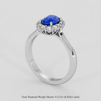 1.10 Ct. Blue Sapphire Ring, 18K White Gold 2