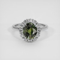 3.02 Ct. Green Sapphire Ring, 18K White Gold 1