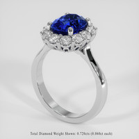 3.01 Ct. Blue Sapphire Ring, 18K White Gold 2