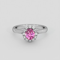 1.06 Ct. Purplish Pink Sapphire Ring, 18K White Gold 1