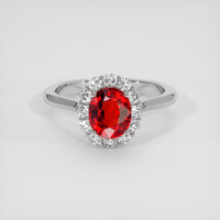 1.57 Ct. Reddish Orange Sapphire Ring, 18K White Gold 1