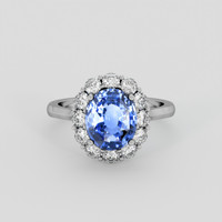 3.21 Ct. Blue Sapphire Ring, 18K White Gold 1