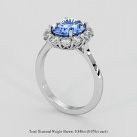 3.21 Ct. Blue Sapphire Ring, 18K White Gold 2