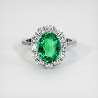 3.00 Ct. Emerald Ring, 18K White Gold 1