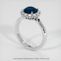 1.68 Ct. Greenish Blue Sapphire Ring, 18K White Gold 2