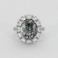 5.69 Ct. Greenish Brown Sapphire Ring, 18K White Gold 1