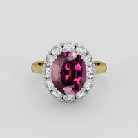 3.84 Ct. Purplish Pink Rhodolite Garnet Ring, 14K White & Yellow 1