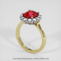 3.00 Ct. Ruby Ring, 14K White & Yellow 2