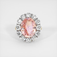 12.01 Ct. Padparadscha Sapphire Ring, 14K White & Yellow 1