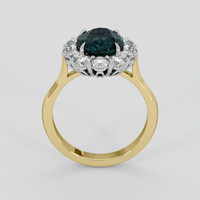 3.42 Ct. Greenish Blue Sapphire Ring, 14K White & Yellow 3