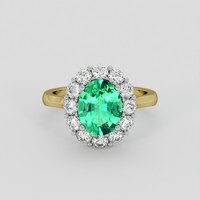 2.20 Ct. Emerald Ring, 18K White & Yellow 1