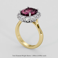 3.84 Ct. Purplish Pink Rhodolite Garnet Ring, 18K White & Yellow 2