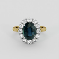 3.42 Ct. Greenish Blue Sapphire Ring, 18K White & Yellow 1