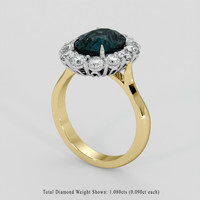 3.42 Ct. Greenish Blue Sapphire Ring, 18K White & Yellow 2