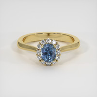 0.81 Ct. Greyish Blue Sapphire Ring, 10K Yellow Gold 1