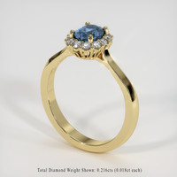 0.81 Ct. Greyish Blue Sapphire Ring, 10K Yellow Gold 2