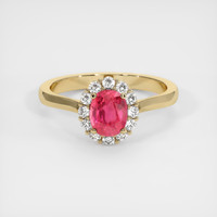 1.20 Ct. Pinkish Red Ruby Ring, 10K Yellow Gold 1