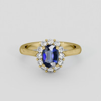 1.14 Ct. Blue Sapphire Ring, 10K Yellow Gold 1
