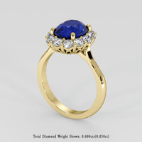 3.10 Ct. Blue Sapphire Ring, 14K Yellow Gold 2