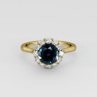 2.08 Ct. Greenish Blue Sapphire Ring, 14K Yellow Gold 1