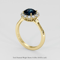 2.08 Ct. Greenish Blue Sapphire Ring, 14K Yellow Gold 2