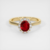 0.88 Ct. Ruby Ring, 14K Yellow Gold 1