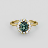 2.11 Ct. Bluish Green Sapphire Ring, 14K Yellow Gold 1