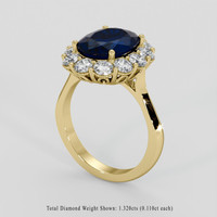 3.56 Ct. Blue Sapphire Ring, 14K Yellow Gold 2