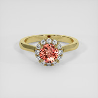 1.07 Ct. Padparadscha Sapphire Ring, 14K Yellow Gold 1