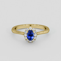 0.70 Ct. Blue Sapphire Ring, 14K Yellow Gold 1