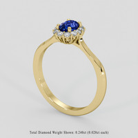 0.70 Ct. Blue Sapphire Ring, 14K Yellow Gold 2