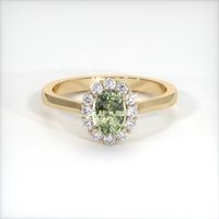 1.10 Ct. Yellowish Green Sapphire Ring, 14K Yellow Gold 1