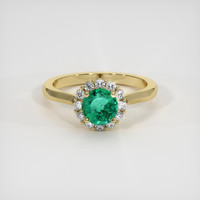 0.76 Ct. Emerald Ring, 18K Yellow Gold 1