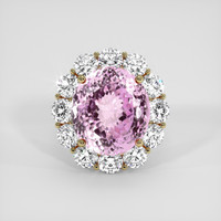 18.30 Ct. Pink Kunzite Ring, 18K Yellow Gold 1