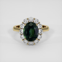 3.98 Ct. Green Sapphire Ring, 18K Yellow Gold 1