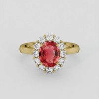 1.50 Ct. Padparadscha Sapphire Ring, 18K Yellow Gold 1