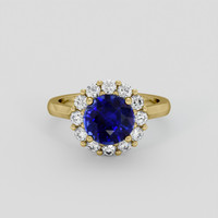 2.80 Ct. Blue Sapphire Ring, 18K Yellow Gold 1
