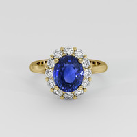 3.10 Ct. Blue Sapphire Ring, 18K Yellow Gold 1