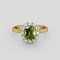 1.90 Ct. Yellowish Green Sapphire Ring, 18K Yellow Gold 1