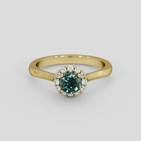 0.67 Ct. Green Sapphire Ring, 18K Yellow Gold 1