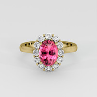 2.20 Ct. Pink Sapphire Ring, 18K Yellow Gold 1