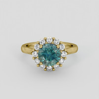 2.42 Ct. Bluish Green Sapphire Ring, 18K Yellow Gold 1