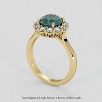 2.42 Ct. Bluish Green Sapphire Ring, 18K Yellow Gold 2