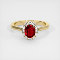 0.88 Ct. Ruby Ring, 18K Yellow Gold 1